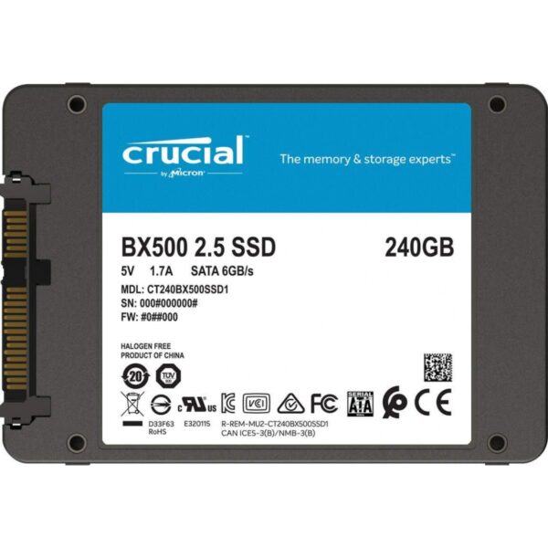 HD SSD 240GB CRUCIAL BX500    Sata 3 2.5`