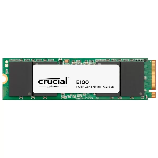 SSD M.2  NVME 480GB Crucial E100, 480GB, M.2 2280, PCIe NVMe, Leitura 4700MB/s, Gravacao 2500MB/s,