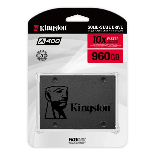 SSD Kingston A400 960GB SATA 2.5", Velocidade de Leitura 500MB/s e Gravação 450MB/s, Cor Preto - SA400S37/960G - Image 2