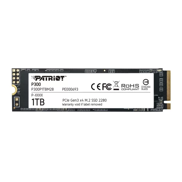 SSD M.2 NVMe 1TB Patriot P300 2280 - Leitura até 1650MB/s e Gravação até 2100MB/s